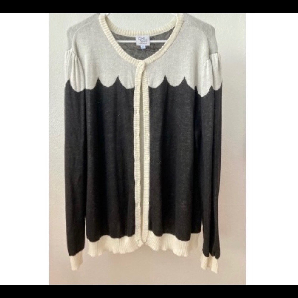 Bea & Dot By ModCloth Black & Creme Light Sweater Long Sleeves XL